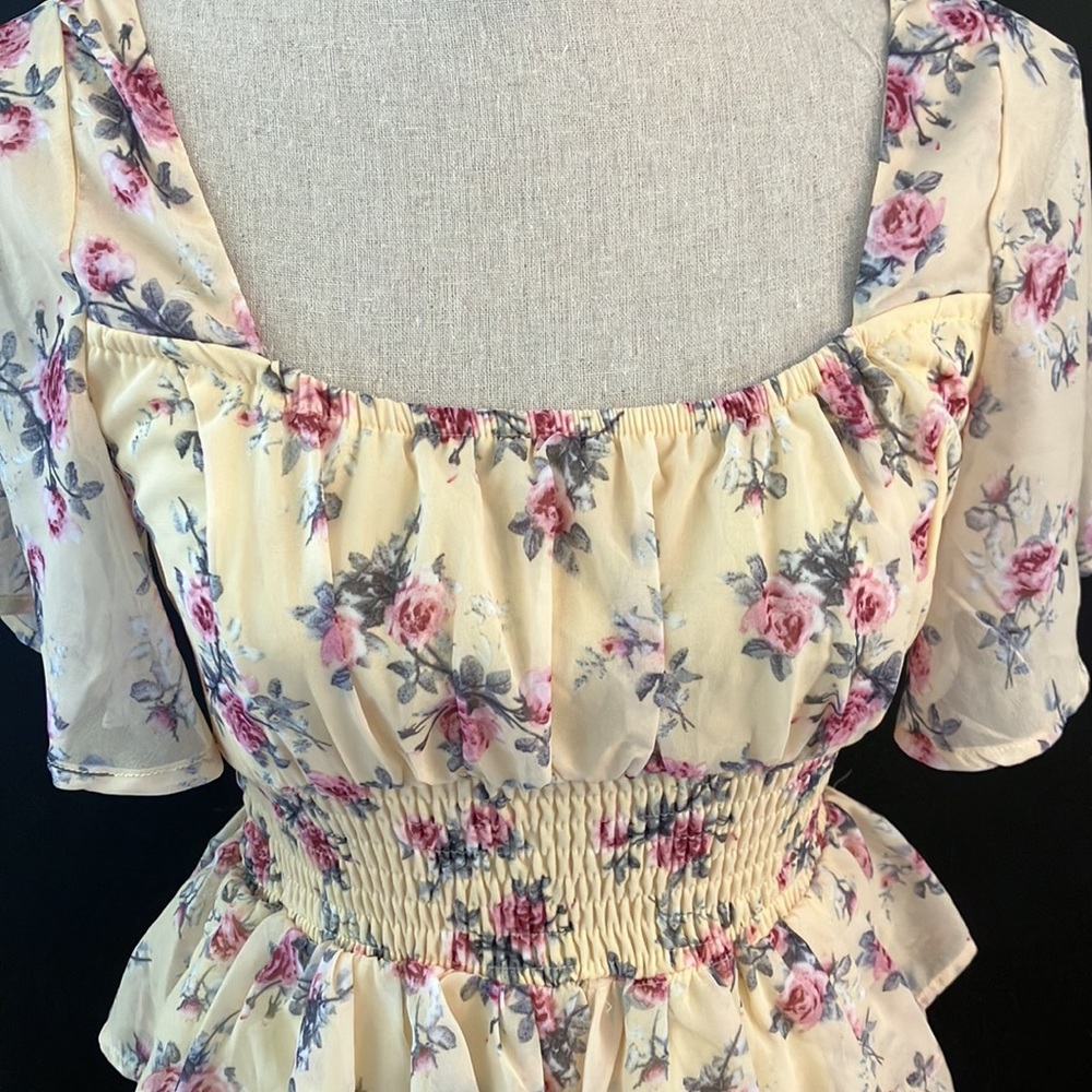 She & Sky Yellow Floral Ruffle Dress - Picture 2 of 7